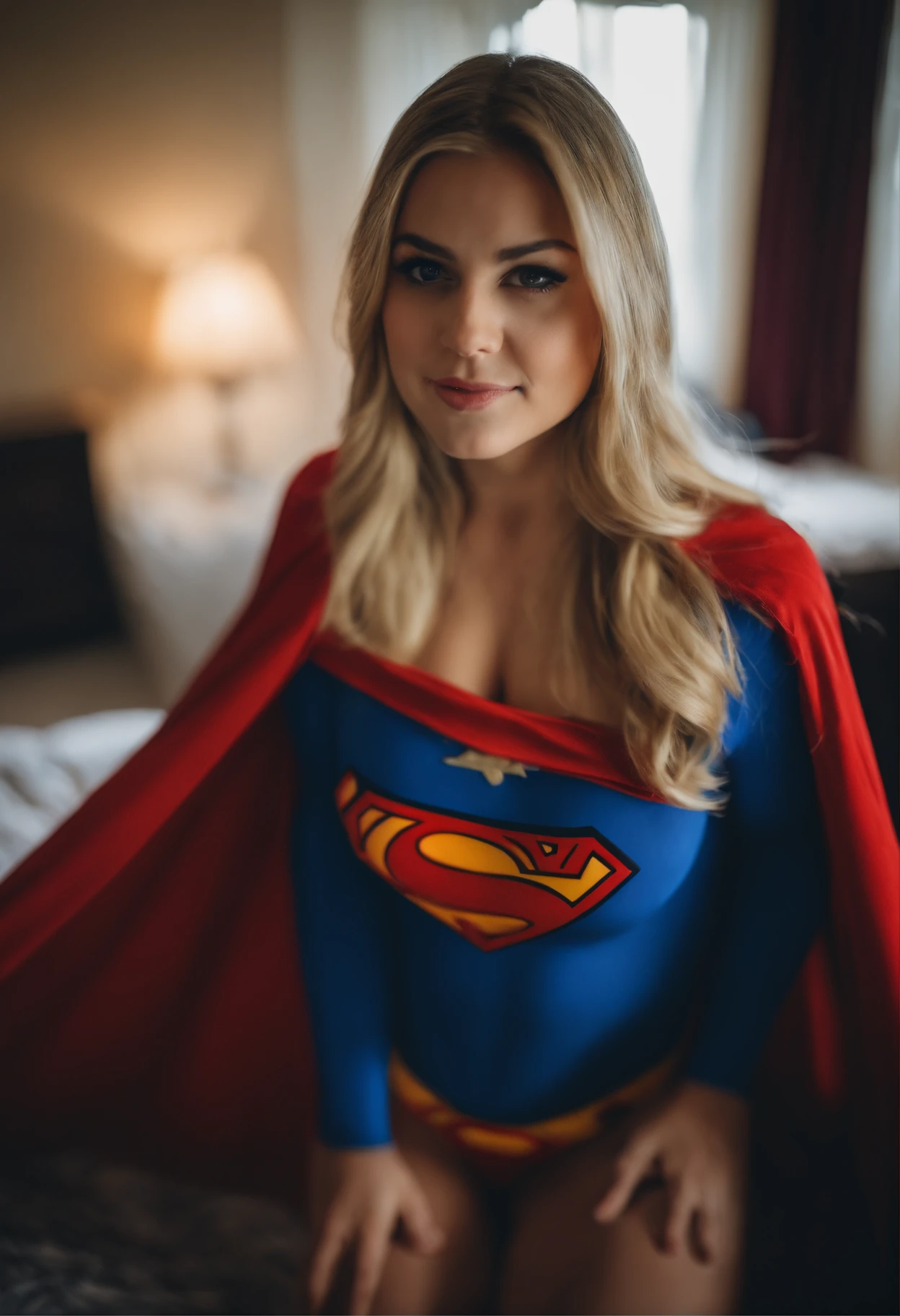 A woman in a superman costume poses for a picture - SeaArt AI