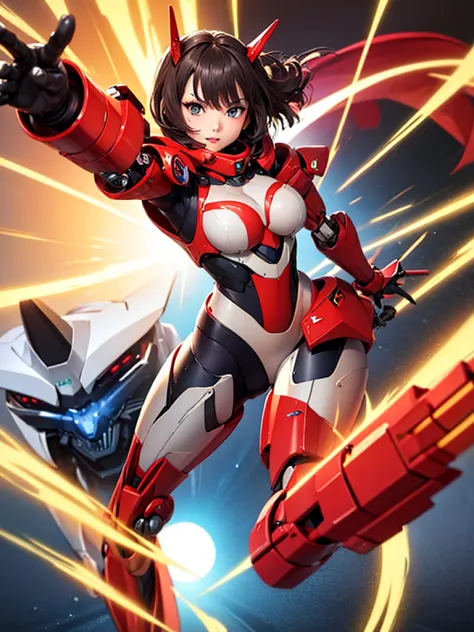 Mecha warrior beautiful girl 2D style