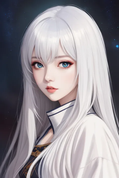 animesque、Close-up of woman with white hair and white mask、beautiful character painting、guweiz、Artwork in the style of Gwise、whi...
