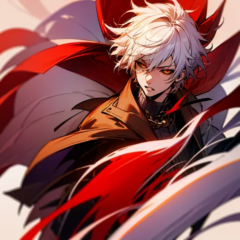 adult guy, anime character with white hair with red tips, badass anime 8 k, shadowverse style, anime wallpaper 4k, handsome guy,...