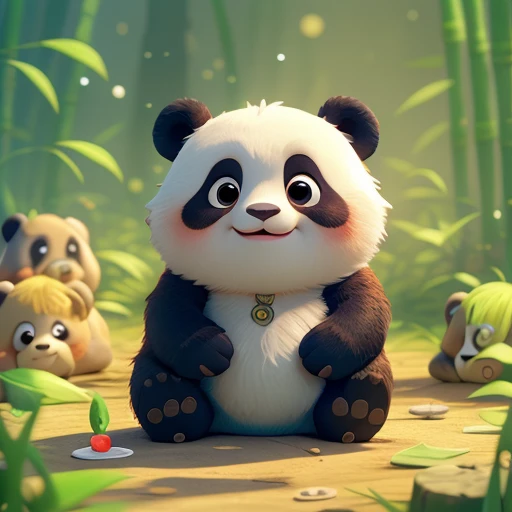 : 3。Bébé panda、caricatures、animaux à fourrure、Cercles sombres、Dormir、Dormir sur un tas de pièces、beaucoup de pièces、non-humain、fond uni rouge，faisceau doré