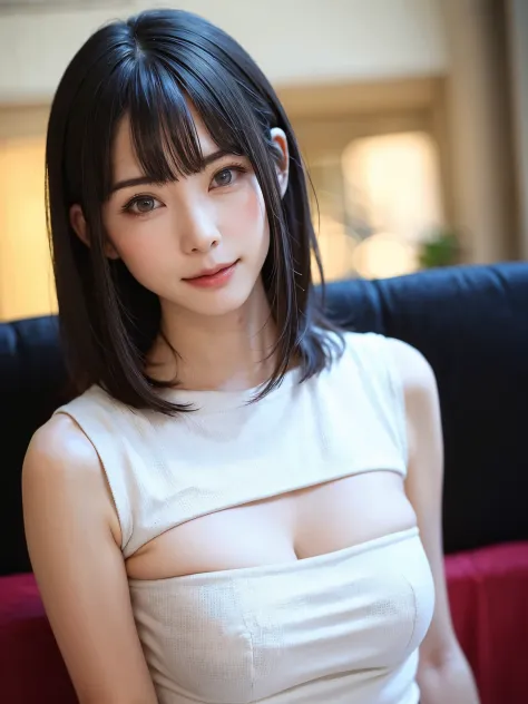 (masutepiece, top-quality、high-detail:1.4、Hyperreal Stick:1.4、Very attractive adult beauty、Add intense highlights to the eyes、Look firmly at the camera:1.4、Beautiful woman full of adult charm、Ideal ratio body proportions、Perfect Anatomy、Brunette Short Bob ...