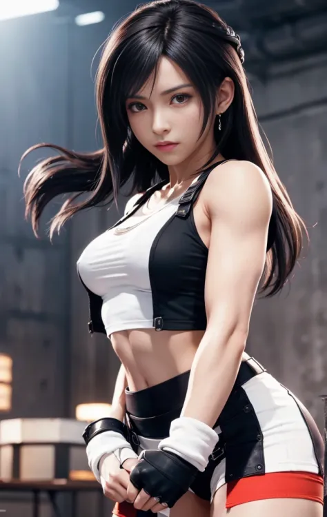 (best quality,ultra-detalhado),(Realistic:1.37),Tifa Lockhart,Rosto bonito e detalhado, expression serious, textura ultra realis...