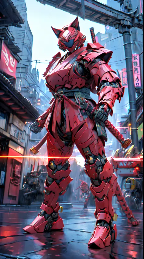 Guro:1.4 guerrero (((gato_robotic_ciborgsizado_samurais:1.3)))  gato_Ciberespacio_samurais , torn samurai suit , robotic samurai...