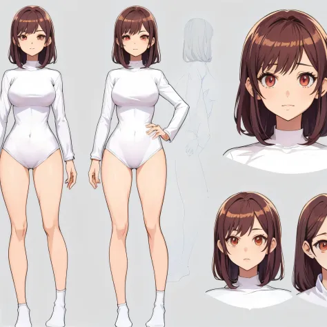 anime character design of a woman with different poses, anime character reference sheet, smooth anime cg art, anime character de...