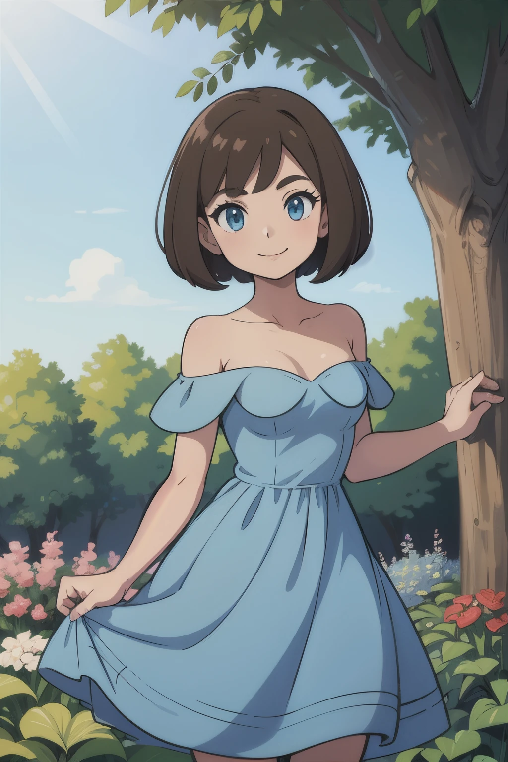 Bianca (pokemon heroes), brown hair, bob cut, medium hair, blue eyes ...