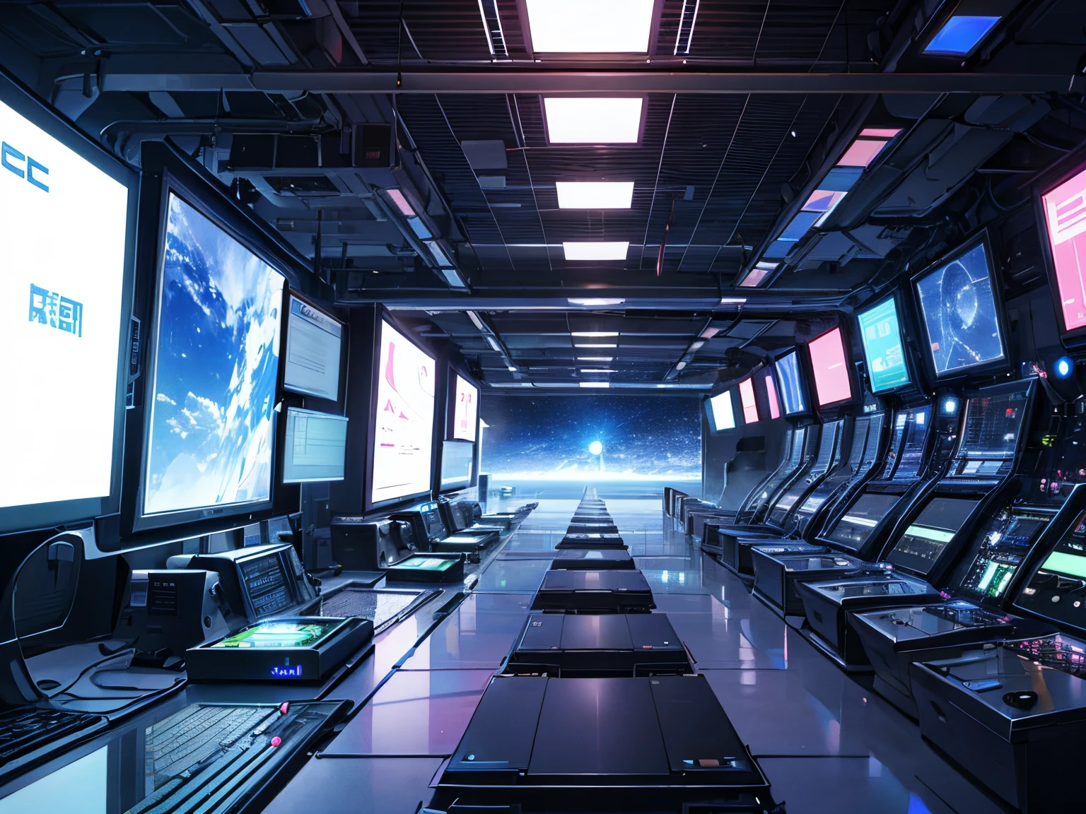 （mesa）（alto detalhe）Um mundo eletrônico que parece ficção científica、Um espaço que parece dentro de uma máquina、Espaço virtual、futuro próximo、paisagens