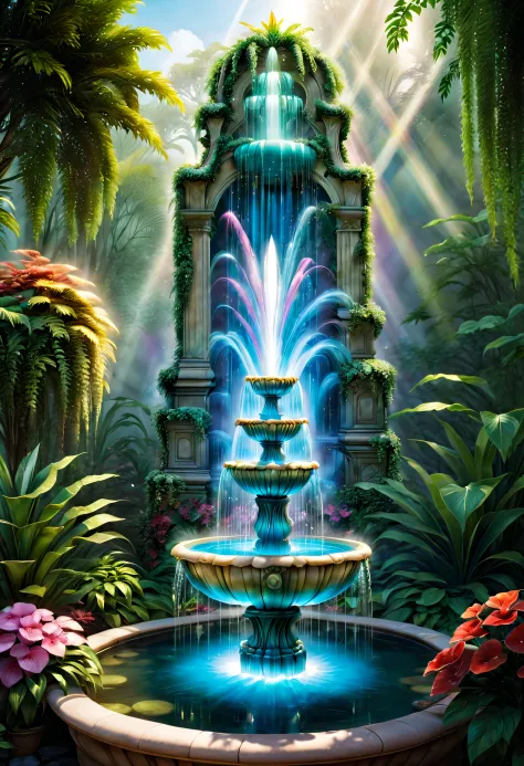 Above all，Fountains should be designed to be made of clear crystal，Looks noble and gorgeous。Colored minerals can be added inside...