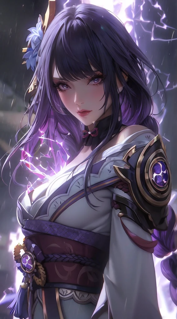 a close up of a woman with purple hair and a sword, extremely detailed artgerm, ig model | artgerm, portrait knights of zodiac girl, detailed digital anime art, artgerm detailed, artgerm. high detail, artgerm. anime illustration, by Yang J, artgerm on artstation pixiv, ayaka genshin impact