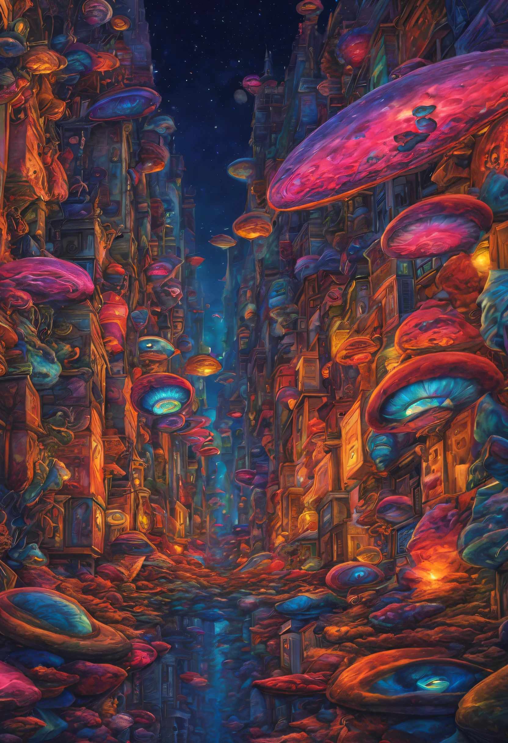 Nur ein psychedelisches schönes Bild des Lebens viele auffällig farbige Alien-Augen
