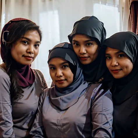 a group of malay veiled women gathered and sefie