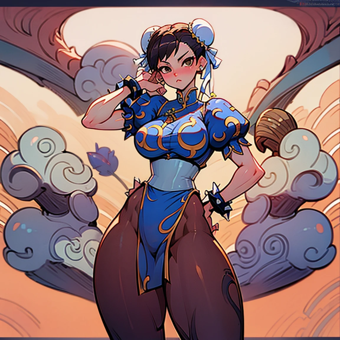 Naked character chun li from street fighter without clothes, back side  showing h - SeaArt AI