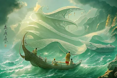 Sailing people talk about the fairy mountain Yingzhou，I feel like the waves of the sea are vast and indistinct，Really hard to fi...