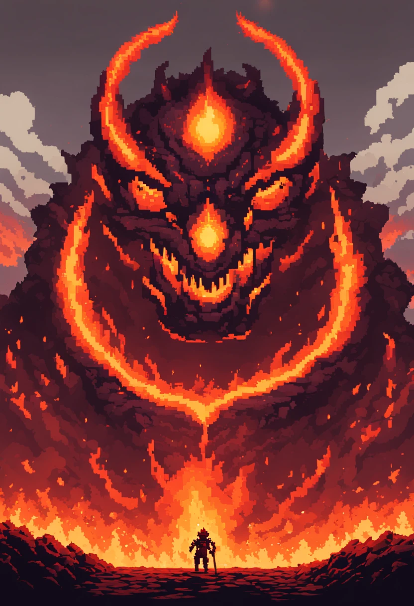 Demon, pixel art, HELL Kingdom created with SeaArt AI