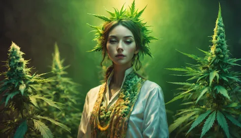 Cannabis fields「ganja, Khemri and the Digital Age」On the theme of、Generate digital art inspired by the fusion of Kemri and digit...