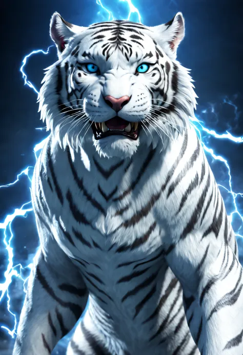 angry white tiger blue eyes