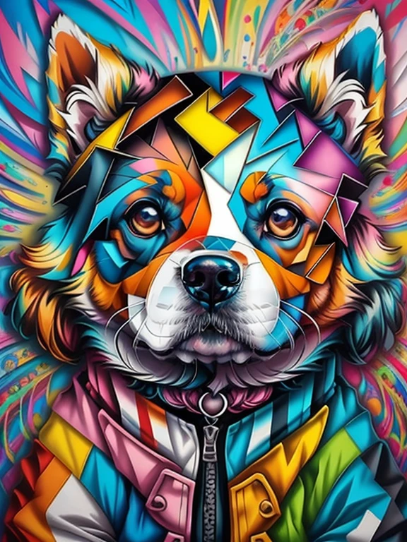 (dog), Eduardo Kobra padding ,wall PORTRAIT geometric multidimensional ...