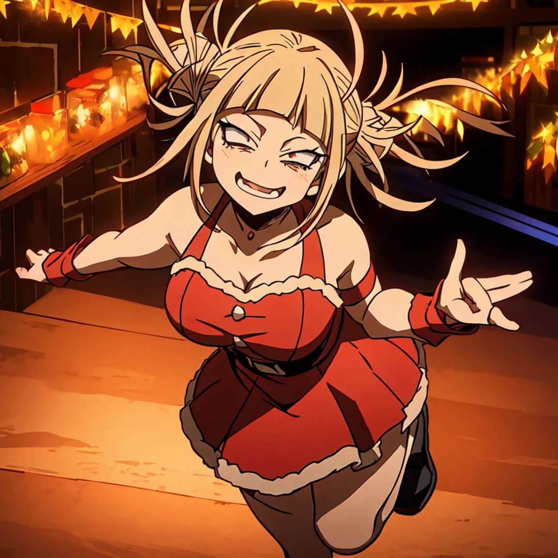 Himiko toga,my hero academia,(christmas style dress),(Short dress - SeaArt  AI