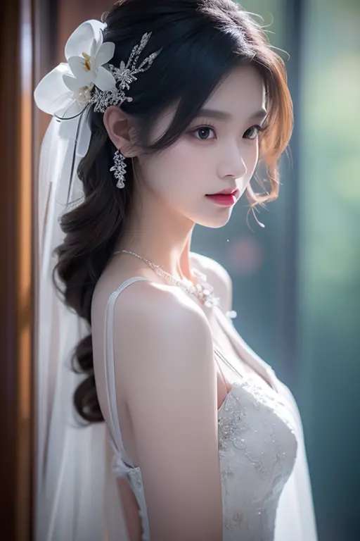 best quality, masterpiece, highres, 1girl,china wedding dress,hair ornament,necklace, jewelry,Beautiful face,upon_body, tyndall ...