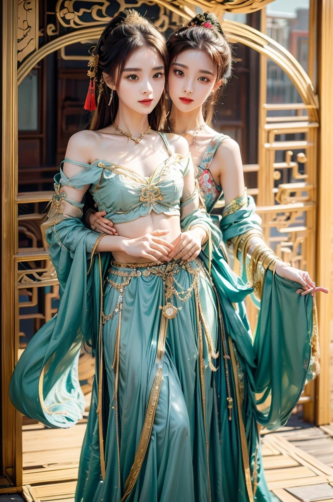 Game home page，There are 5 beauty tabs，Gorgeous and exquisite，chinese hanfu style，