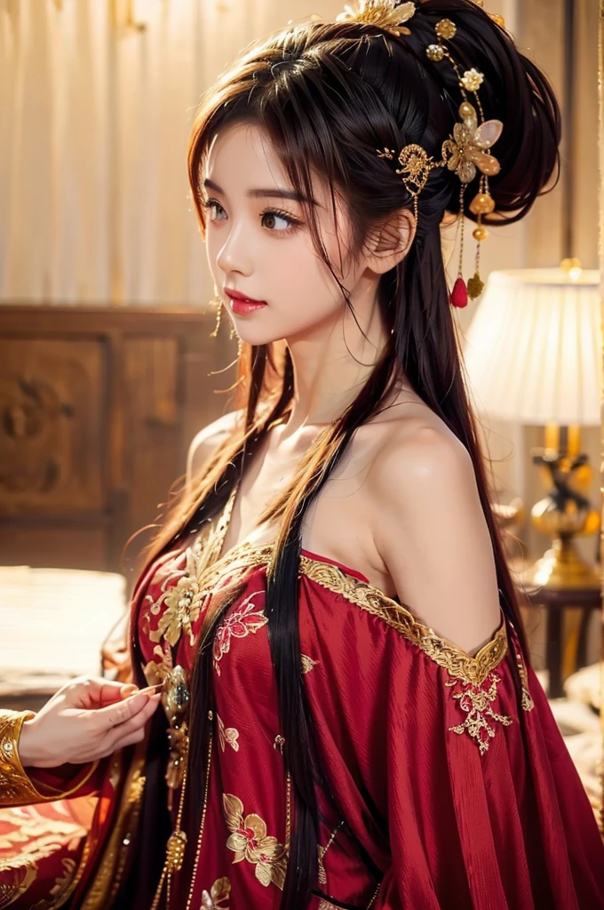 Page d&#39;accueil du jeu，Il y a 5 onglets beauté，Magnifique et exquis，style hanfu chinois，