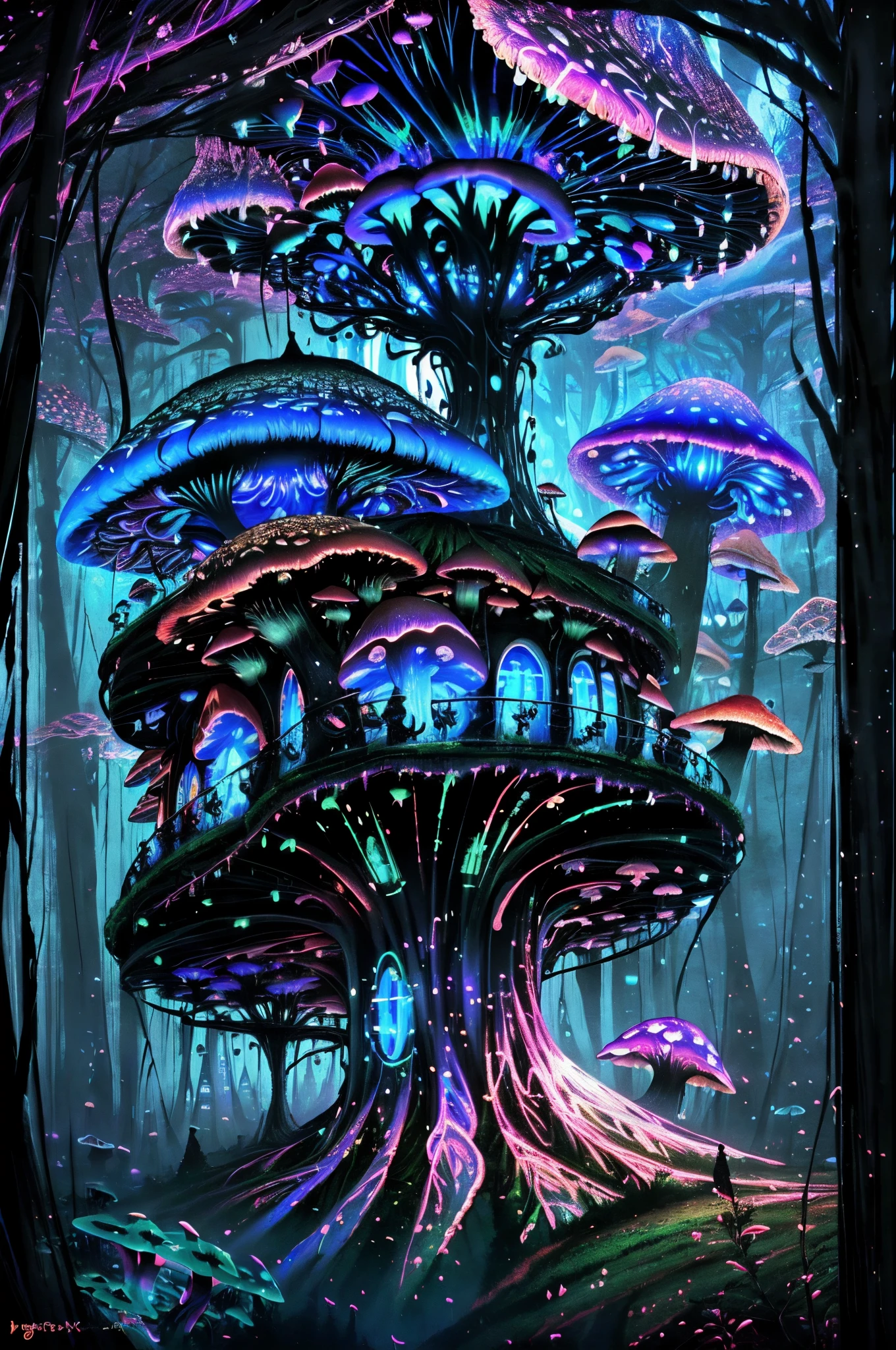 (best quality,4k,highres,masterpiece:1.2),ultra-detailed,realistic,photorealistic:1.37,bedroom,black light art,enchanted,glowing paint,eerie atmosphere,colorful patterns,dark room,mysterious,magic,vibrant colors,fantastical creatures,cosmic elements,fluorescent paints,dreamy,illuminated,spacious room,reflections,dramatic shadows,ethereal,neon effects,radiant,mesmerizing,otherworldly,transcendent,whimsical,serene,peaceful ambiance,inviting,wonderful artwork,luminous,calm,enchanted,soothing light,atmospheric,nighttime,stars,transformative,imagination,serenity