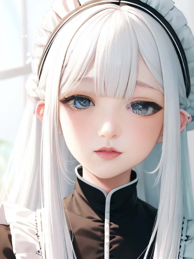 Close-up portrait of woman wearing white hat and white skirt, bagel hairstyle, Has white hair, anime rapunzel girl, Guviz style artwork, style anime, beautiful anime style, guweiz, Urzans, Has white hair, Long white hair and bangs, Sam rice cereal, inspired by anime