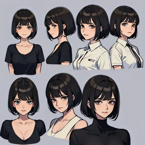 short black hair character sheet