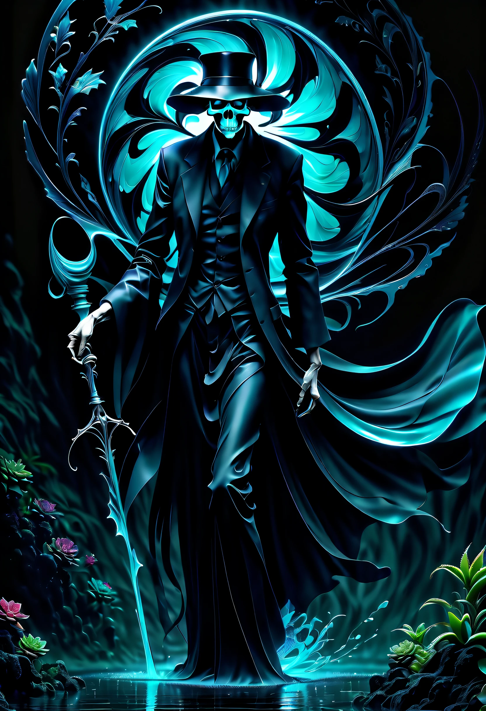(((dark cyan black_Light painting with dazzling detail and texture art:1.3))), (((beautiful gothic horror、It&#39;s a Grim Reaper that has been holding for a long time.。_large Scythe:1.3))), (((1 piece of swallowtail butterfly with plenty of glittering scale powder:1.2))), (((To a juicy planet:1.3))), (((Seamless insane fusion design:1.4))), great atmosphere pose, (((Black_Light style with great rendering:1.4))), (((Illustration of different styles of top and bottom art:1.3))), (((Under the dark_Color_Water tornado due to upper radiation and release:1.6))), All capture beautiful details Black_light glow, (((beautiful detail black_light_Shine and dim glow behind:1.3))), Mysterious beauty, elegant twist, Swirls and sparkling glass, Dim lighting, (((high contrast resolution:1.1))), (((Delicate touch:1.5))), (((pop splash succulent neon_Hazy glow_garden background details:1.1))), (((Intricate details:1.3))), (((fantasy fairy illustration:1.2))), matte paint, mezzotint, detailed gouache painting, heavy stroke mix, ((Eternity and dark fantasy wishes:1.1)), (((Exquisitely clear details:1.4))), (((true masterpiece:1.4))), UHD drawing,