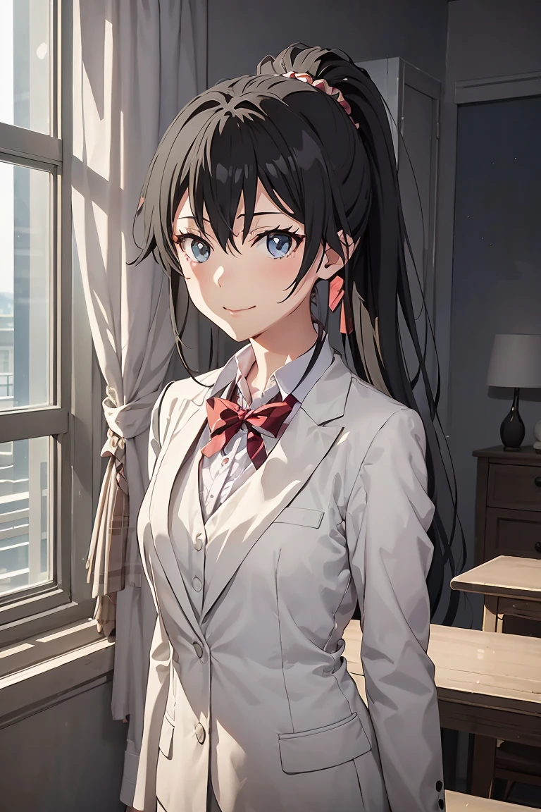 Anime girl in a suit standing in front of a window - SeaArt AI