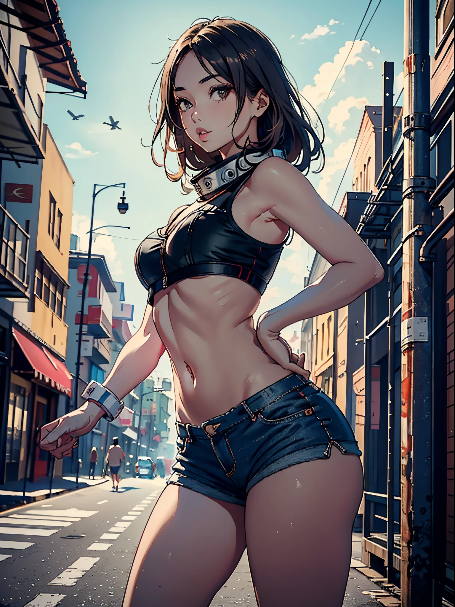 Uchimeimei, Very sensual, Clothes for girls with funk, Brazilian, Rio de janeiro, Dancing funk, scroll, big assa, thick leg, Wear extremely short denim shorts, wearing a mini shirt, There is leakage in the belly button, Nike sneakers, long whitr hair, Speakers at the back, full bodyesbian, Very realistic, Very sexy, 8K, 8K is extremely detailed), (Extremely Delicately Beautiful), (tmasterpiece), (Better quality: 1.0), (Ultra-high sharpness:1.0)