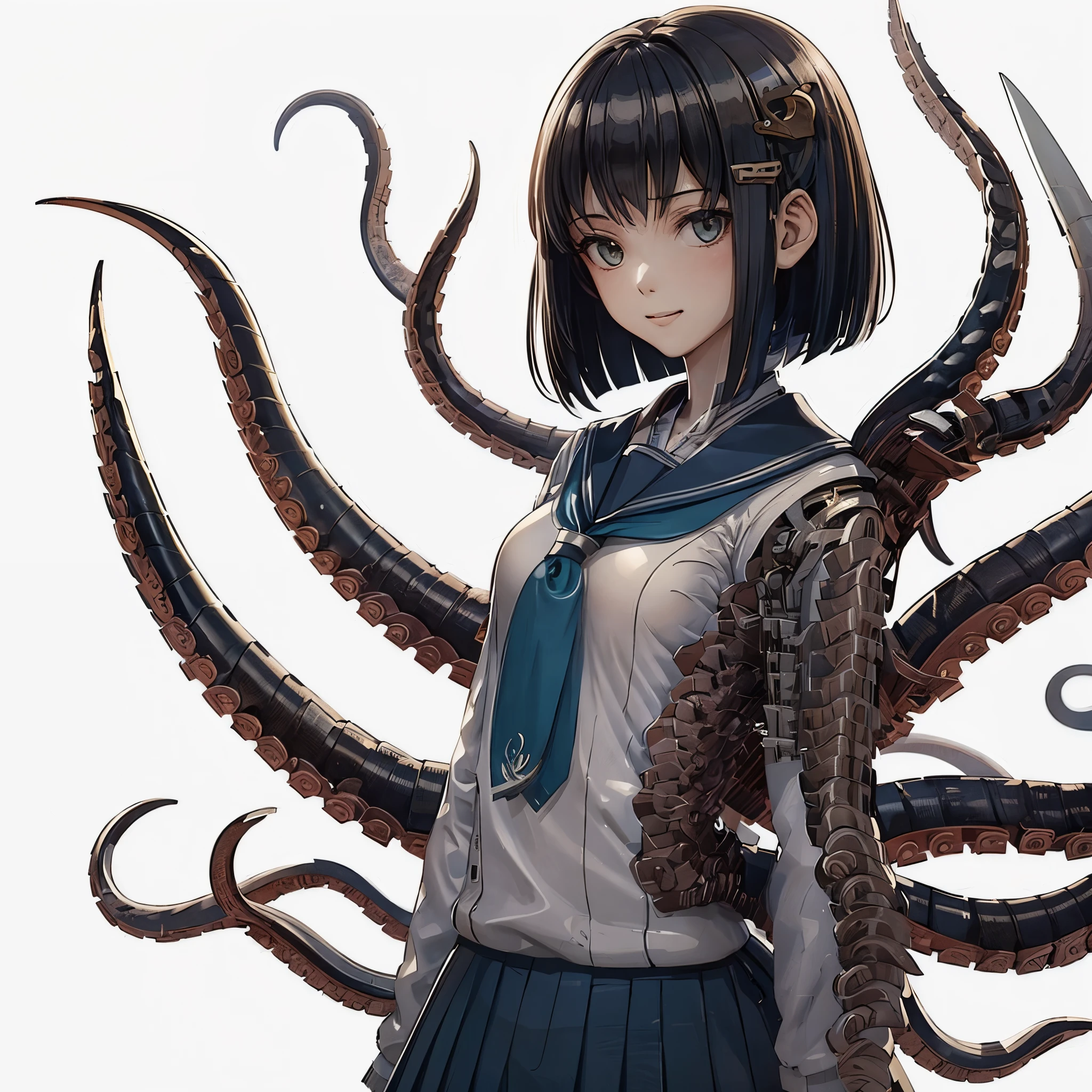 Anime girl with octopus tentacles in her hands - SeaArt AI