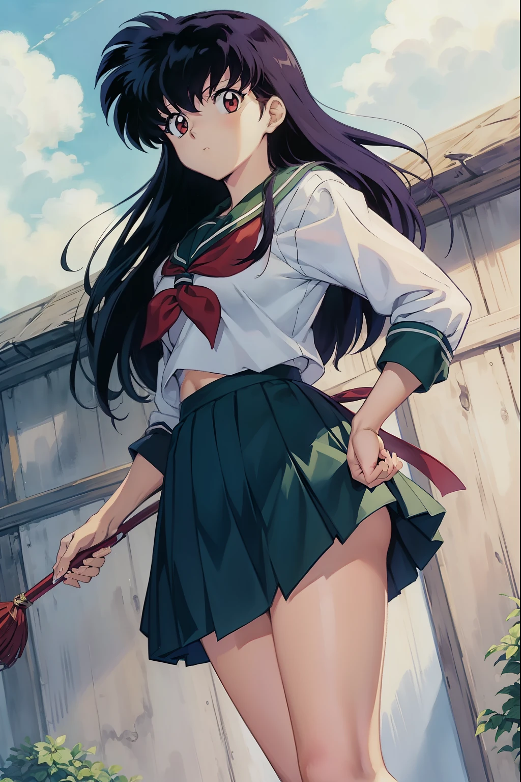 Masterpiece, Best Quality, HD, Kagome Higurashi, school uniforms, Colored