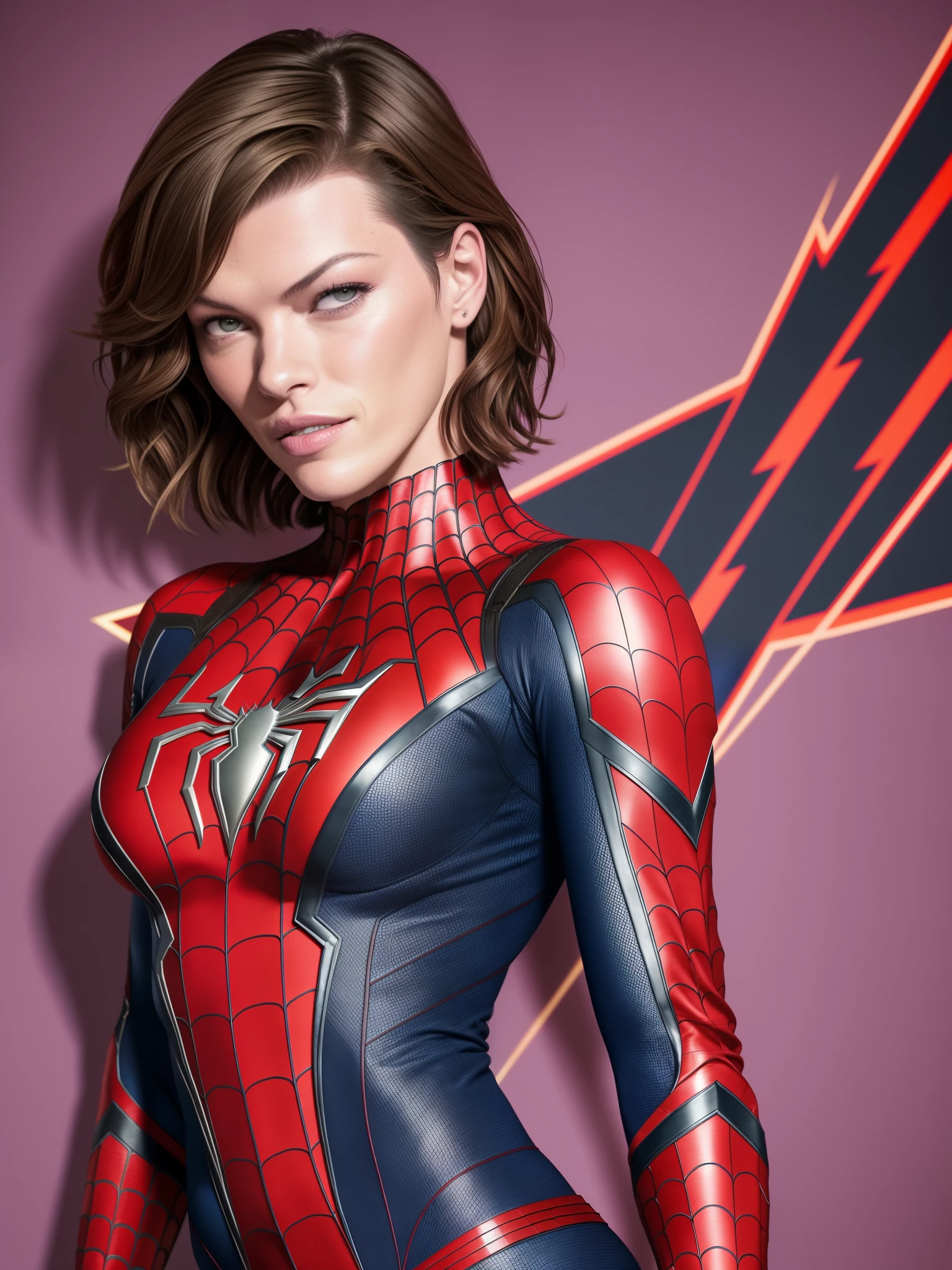 A woman in a spider - man suit posing for a photo - SeaArt AI