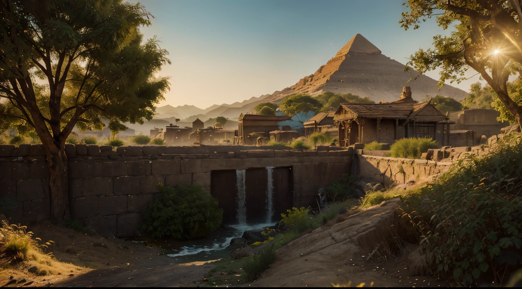 ancient egypt city, pyramid houses in forest, desert, savannah, farmland, mountains, thin rivers, tabaxis, cat people, forest dnd

(best quality,4k,8k,highres,masterpiece:1.2), ultra-detailed, (realistic,photorealistic,photo-realistic:1.37), HDR, UHD, studio lighting, ultra-fine painting, sharp focus, physically-based rendering, extreme detail description, professional, vivid colors, bokeh, portraits, landscape, horror, anime, sci-fi, photography, concept artists, warm color palette, golden sunlight, mystical atmosphere