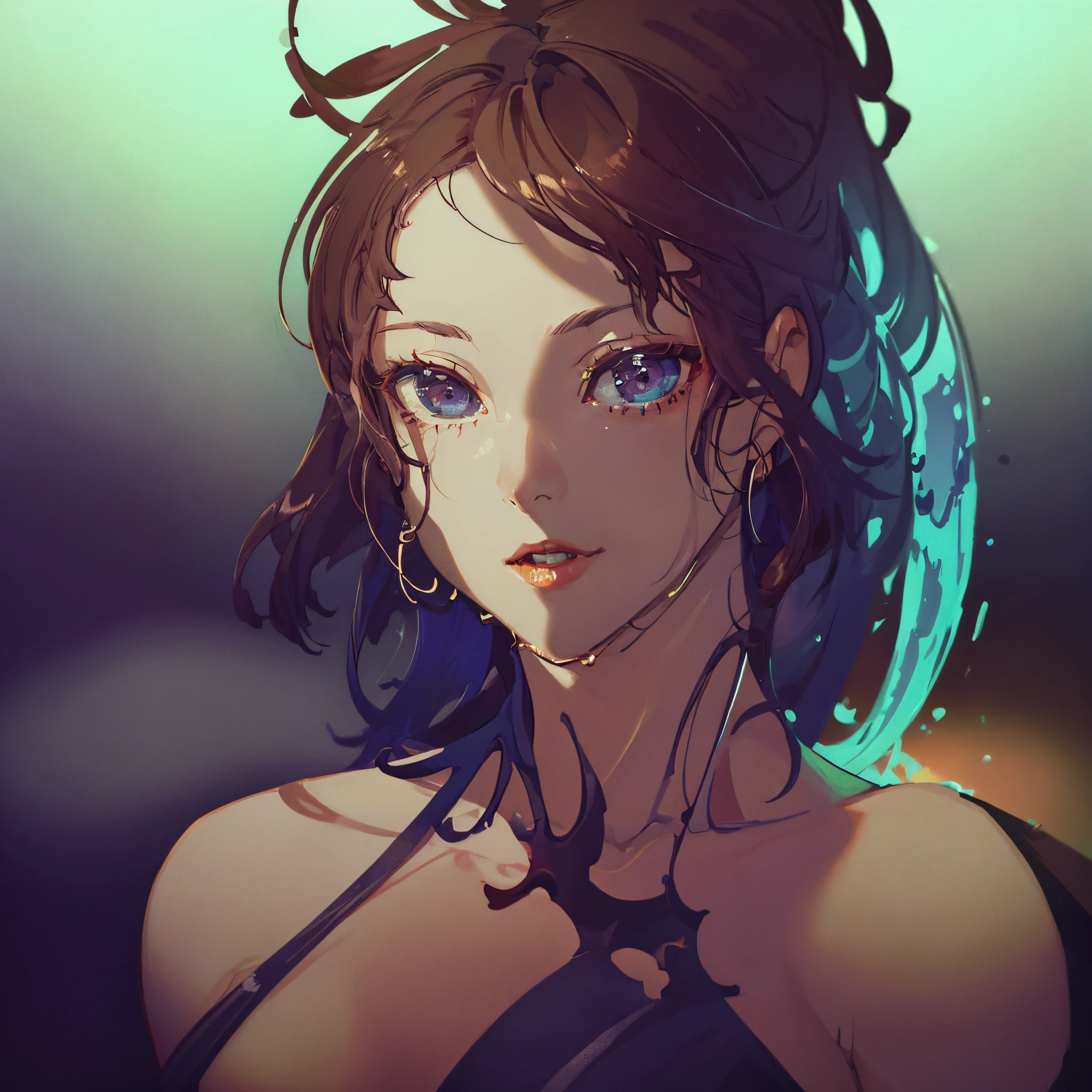 Anime girl with blue eyes and a black dress - SeaArt AI