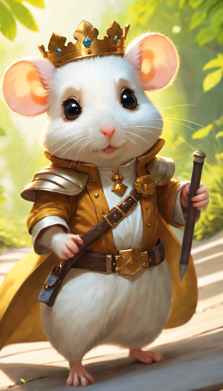 masterpiece art of a prince of hamster, going to adventure guild walking through his first adventure !