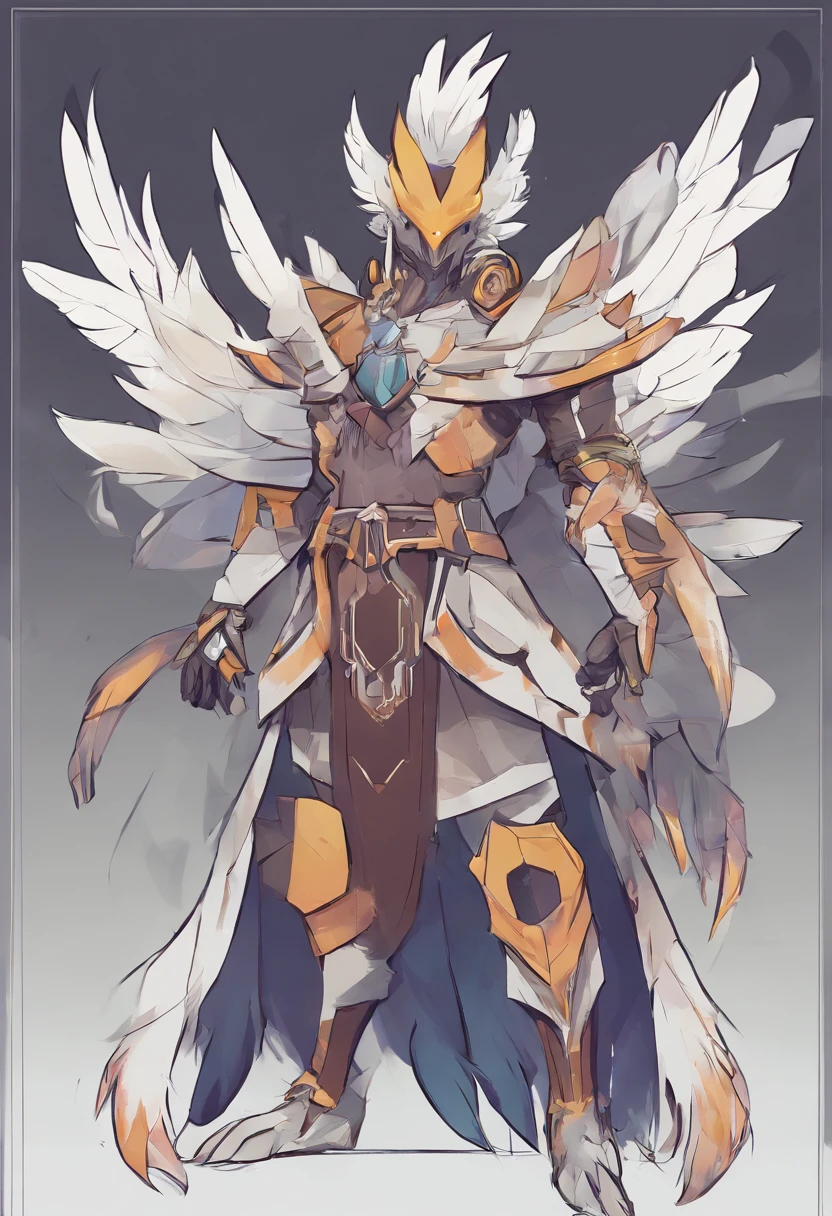 A drawing of a man with wings and armor on his back - SeaArt AI