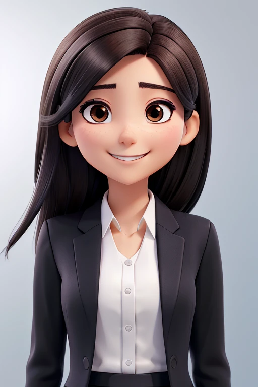 Transparent background, Dark hair, japanes, business sui,  Black suit and white shirt,  Stylish makeup,Clean-looking hair,I can talk to you while smiling kindly.　Facing the front