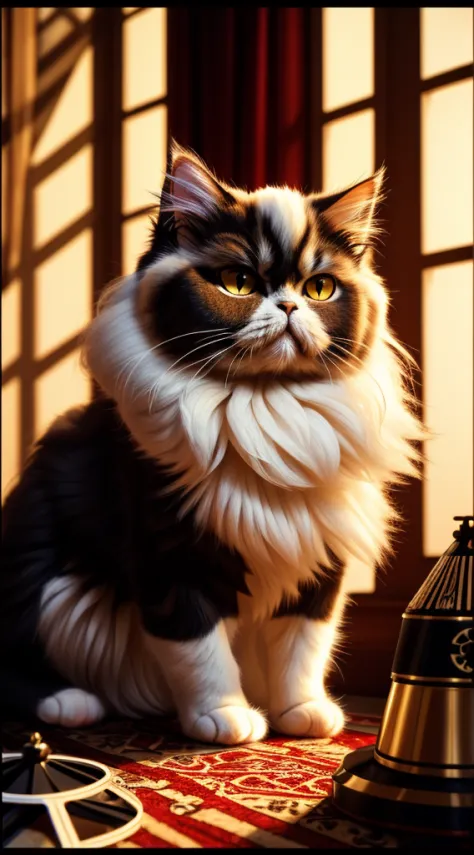 (((very beautiful persian cat))), persian cat as a queen, (film grain:1.3), 16k, highres, best quality, award winning, ((masterp...