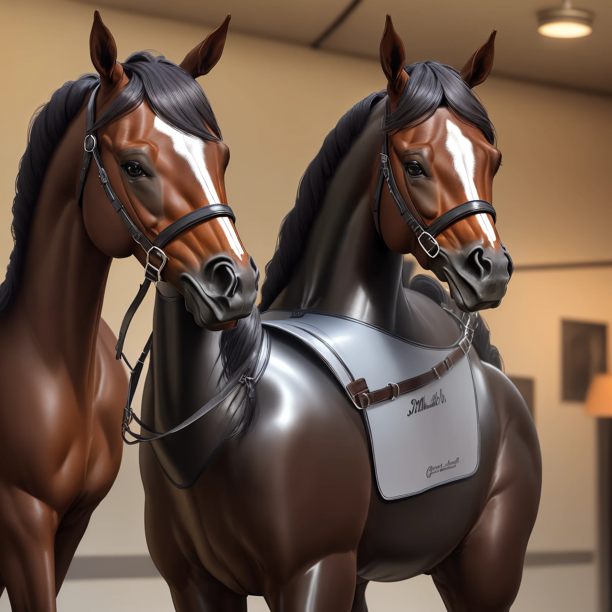 There are two horses that are standing next to each other - SeaArt AI