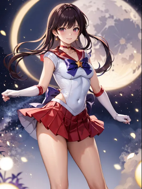 (​masterpiece、top-quality), Hi-Res, SAMA1, tiarra, skirt by the, Sailor Senshi Uniform, white glove, red sailor collar, a red sk...
