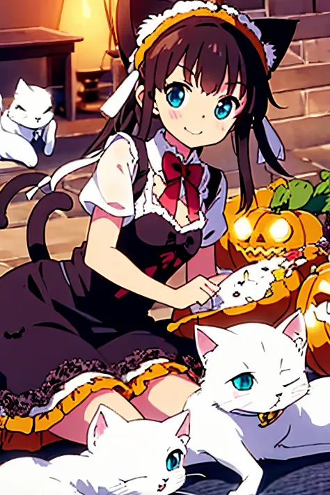 Cat Halloween Party，（white cat），Mofumofu