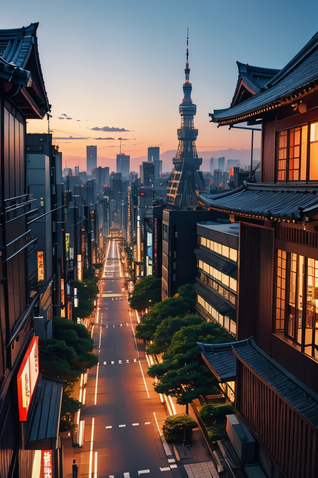 (mejor calidad), obra maestra, extremadamente detallado, tokio, paisaje