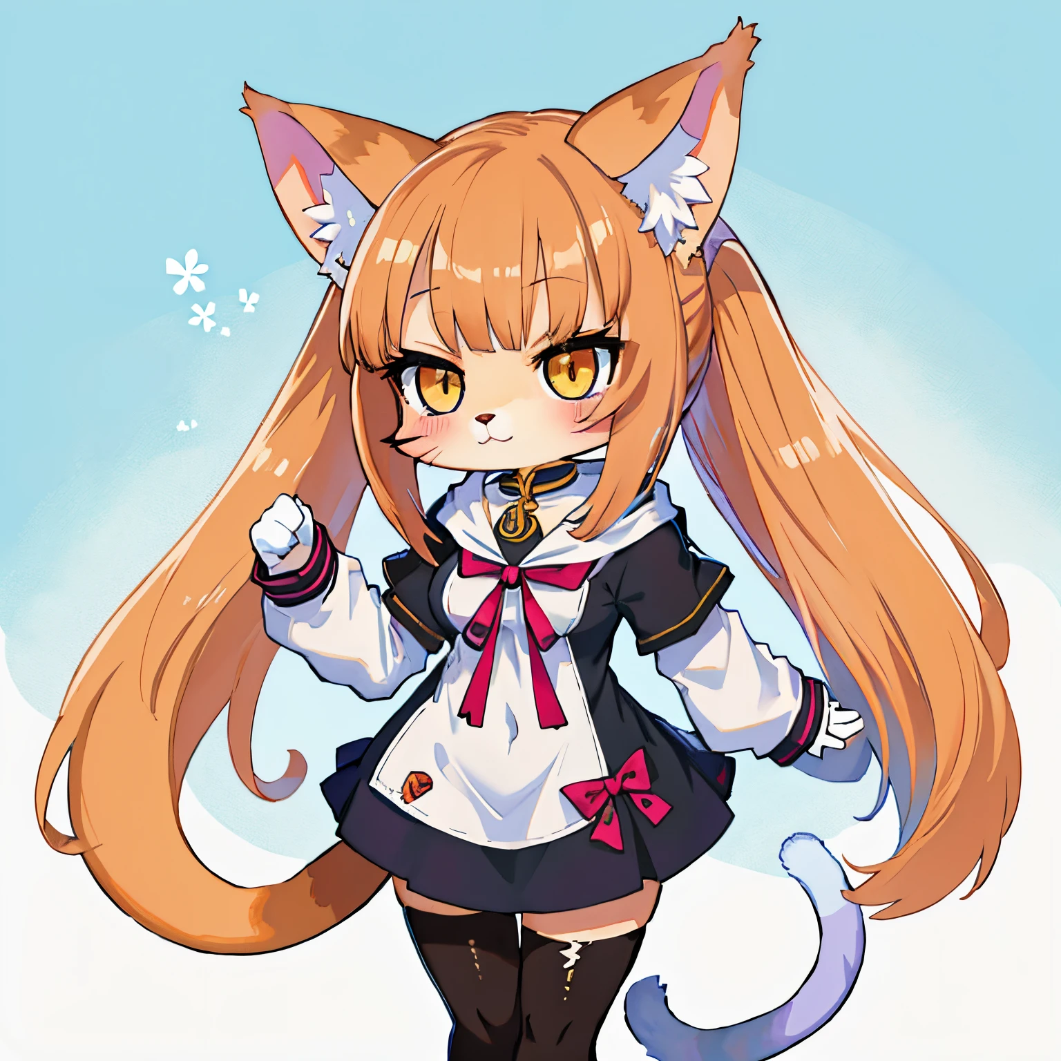 Anime girl with long hair and a cat ears - SeaArt AI