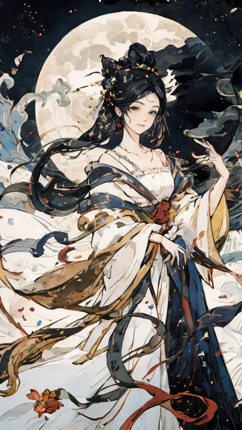 ((best quality)), ((masterpiece)) Moon, Luna, Goddess, Flower