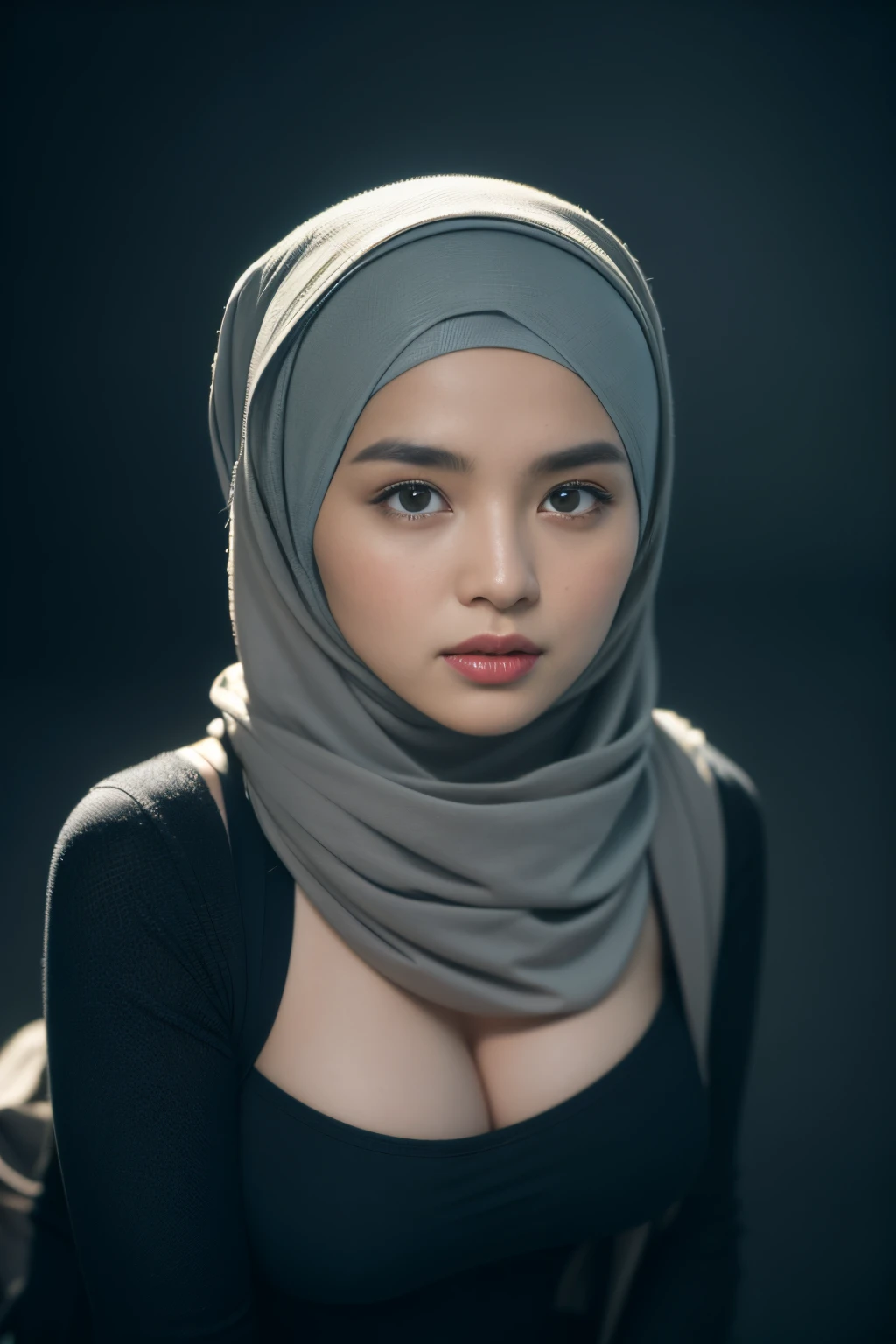 naked, shaved pussy, massive breasts, mongolian, (((hijabi))), cleavage, reflection light, chiaroscuro, depth of field, cinematic lighting, ray tracing, Sony FE GM, UHD, super detail, masterpiece, textured skin, high details, best quality, award winning，3D,hdr（HighDynamicRange）,Ray traching,NVIDIA RTX,Hyper-Resolution,Unreal 5,Subsurface scattering、PBR Texture、post-proces、Anisotropy Filtering、depth of fields、maximum definition and sharpness、Many-Layer Textures、Albedo e mapas Speculares、Surface coloring、Accurate simulation octane rendering of light-material interactions、Two-colored light、largeaperture、Low ISO、White balance、the rule of thirds、8K raw data