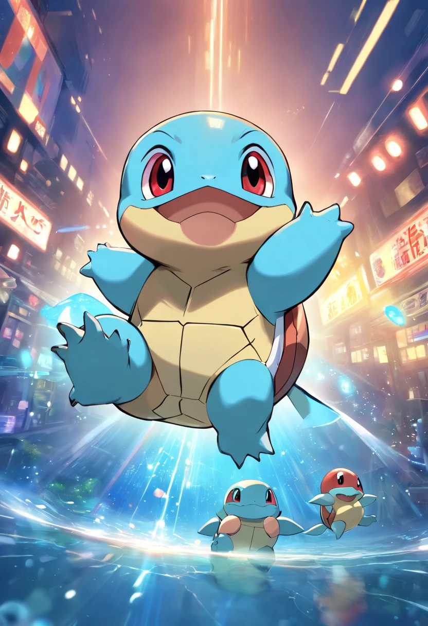 Squirtles are playful and cute，Liveliness and agility，Hard carapace，red blush，sparkling big eyes，cute little。(Squirtle:1.5)