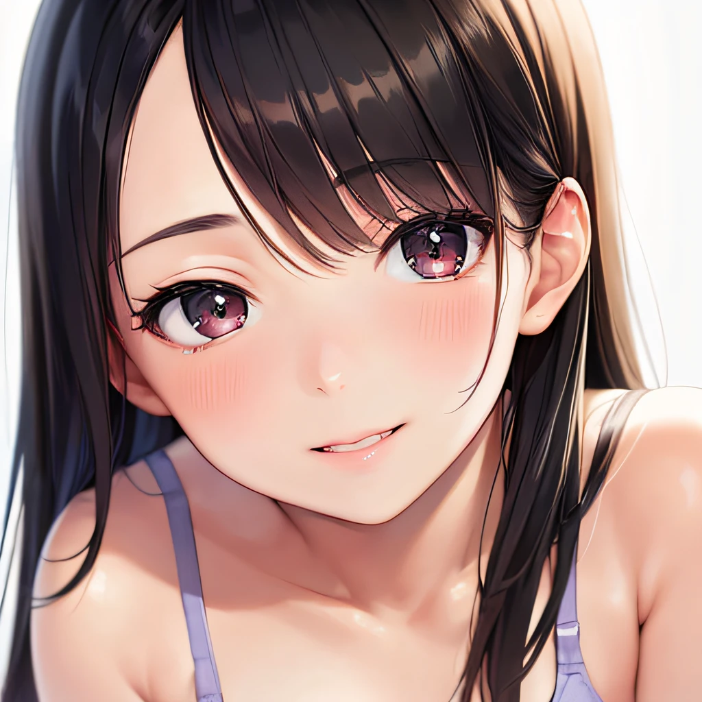photographrealistic, (masutepiece,Best Quality:1.4),(8K,Raw photo,photographrealistic:1.2), Detailed skin,Detailed face,1girl in,Japanese Idol,Cute face, Black hair,Small breasts, slender, shiny eyes, Smile, BREAK (Side view:0.6), Cute camisole, pastel color