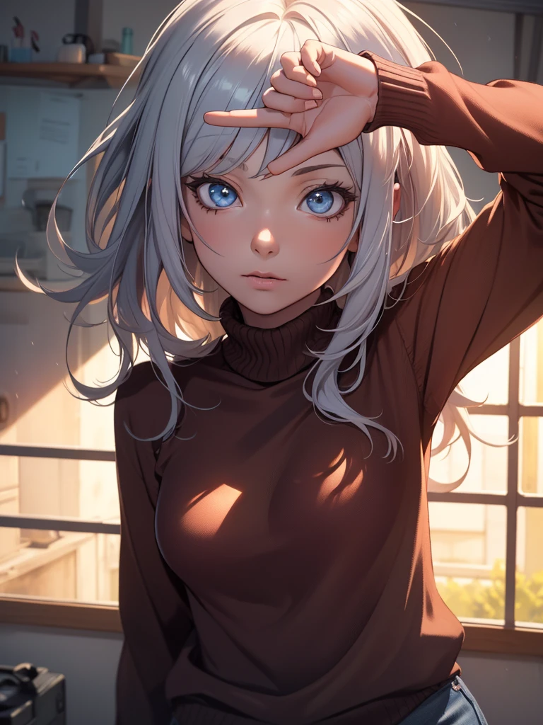 (best quality,4K,8k,highres,master part:1.2),ultra detali,(Realistic,photorrealistic,photo-realistic:1.37),2d,sketch art, アニメ,blackquality hair,busty,medium breasts,cleaveage,ass pov,Close-up,sweater,vivid colors,soft lighting